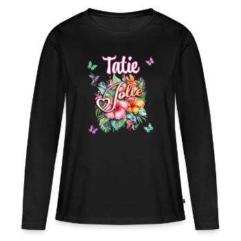 Auntie Pretty Beauty Tropical Flowers Woman - Women's Premium Organic Long Sleeve Shirt - black - Front - Julia (174cm)