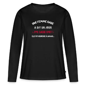 Retirement Woman Departure Colleague Woman New Life - Women's Premium Organic Long Sleeve Shirt - black - Front - Julia (174cm)