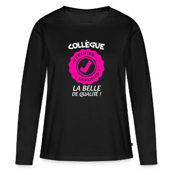 Kollegin Frau Die schöne Qualität - Frauen Premium Bio Langarmshirt - Schwarz - Vorne - Julia (174cm)