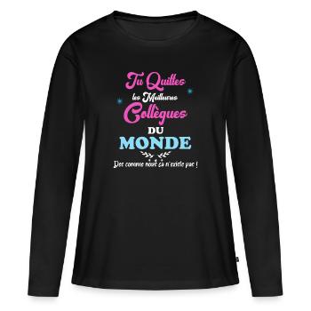 Beste Kollegin im Ruhestand der Welt - Frauen Premium Bio Langarmshirt - Schwarz - Vorne - Julia (174cm)