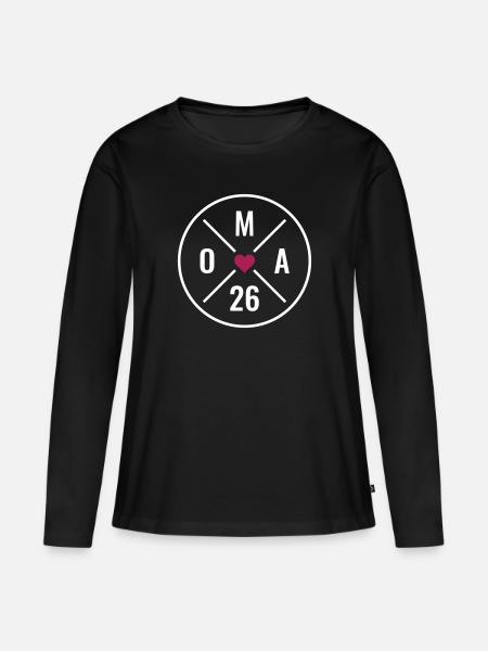 Oma 26 - Herz - Baby Ankündigung - Oma 2026 - Frauen Premium Bio Langarmshirt - Schwarz