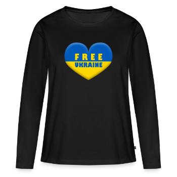 UKRAINE LIBRE - T-shirt manches longues Premium bio Femme - noir - Devant - Julia (174cm)