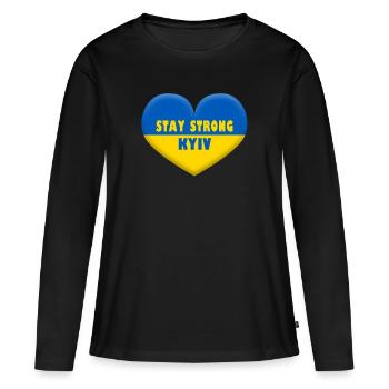 Restez fort Kiev - T-shirt manches longues Premium bio Femme - noir - Devant - Julia (174cm)