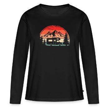 Camping-car Vintage Retro Camping Campervan - T-shirt manches longues Premium bio Femme - noir - Devant - Julia (174cm)