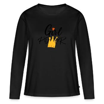 Girl Power - Slogan - T-shirt manches longues Premium bio Femme - noir - Devant - Julia (174cm)
