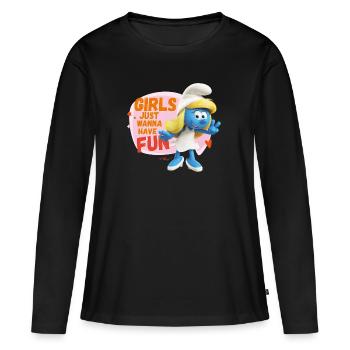 The Smurfs Smurfette Girls Just Wanna Have Fun - Women's Premium Organic Long Sleeve Shirt - black - Front - Julia (174cm)