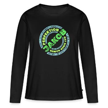 Jacob - T-shirt manches longues Premium bio Femme - noir - Devant - Julia (174cm)