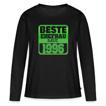 1996 - Frauen Premium Bio Langarmshirt - Schwarz - Vorne - Julia (174cm)