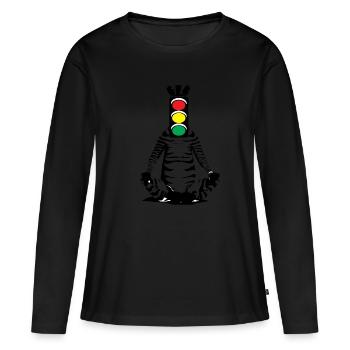 Zèbre, feu de circulation, tête, art, street art, urbain - T-shirt manches longues Premium bio Femme - noir - Devant - Julia (174cm)