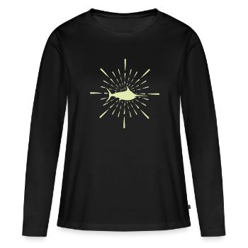 Mon requin requin - T-shirt manches longues Premium bio Femme - noir - Devant - Julia (174cm)