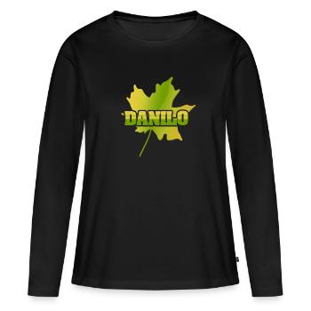 Danilo feuille d’érable - T-shirt manches longues Premium bio Femme - noir - Devant - Julia (174cm)