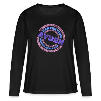 Perfekt Ayden - Frauen Premium Bio Langarmshirt - Schwarz - Vorne - Julia (174cm)