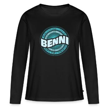 Nom: Benni - T-shirt manches longues Premium bio Femme - noir - Devant - Julia (174cm)