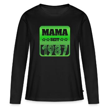 1987 - Frauen Premium Bio Langarmshirt - Schwarz - Vorne - Julia (174cm)
