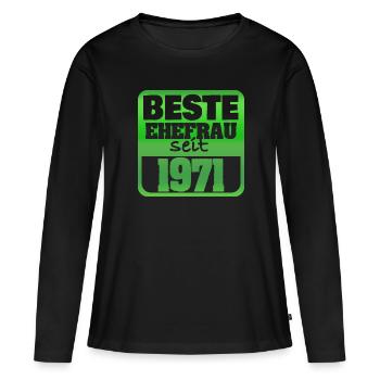1971 - Frauen Premium Bio Langarmshirt - Schwarz - Vorne - Julia (174cm)