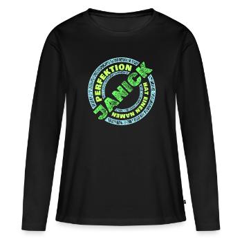 Stéphanie - T-shirt manches longues Premium bio Femme - noir - Devant - Julia (174cm)
