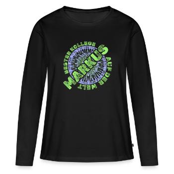 Markus en tant que membre du personnel - T-shirt manches longues Premium bio Femme - noir - Devant - Julia (174cm)