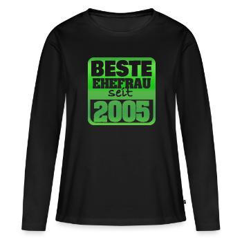 Femme 2005 - T-shirt manches longues Premium bio Femme - noir - Devant - Julia (174cm)