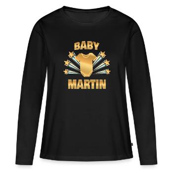 Martin - T-shirt manches longues Premium bio Femme - noir - Devant - Julia (174cm)
