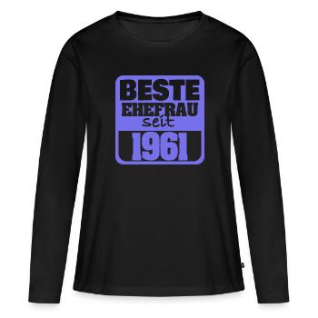 1961 - Women's Premium Organic Long Sleeve Shirt - black - Front - Julia (174cm)