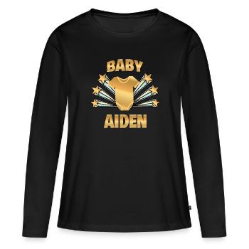 Aiden en tant que naissance - T-shirt manches longues Premium bio Femme - noir - Devant - Julia (174cm)