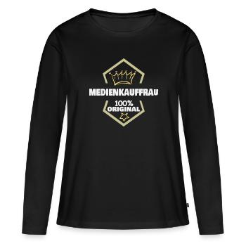 Commis aux médias - T-shirt manches longues Premium bio Femme - noir - Devant - Julia (174cm)