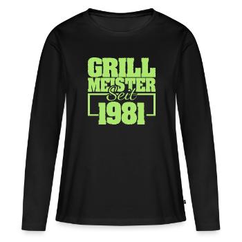 Festival d’été 1981 - T-shirt manches longues Premium bio Femme - noir - Devant - Julia (174cm)