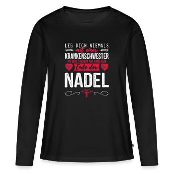 Infirmière gériatrique infirmière aiguille - T-shirt manches longues Premium bio Femme - noir - Devant - Julia (174cm)