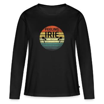Feeling Irie Retro Sunset Jamaïque Reggae Rasta - T-shirt manches longues Premium bio Femme - noir - Devant - Julia (174cm)