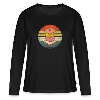 Toast Hawaii gestapelt Retro Sunset - Frauen Premium Bio Langarmshirt - Schwarz - Vorne - Julia (174cm)