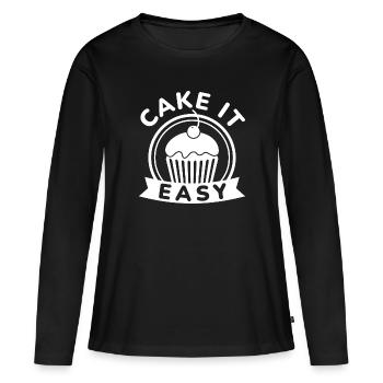 Gâteau c’est facile - T-shirt manches longues Premium bio Femme - noir - Devant - Julia (174cm)