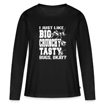 J’aime juste les gros insectes croquants et délicieux - T-shirt manches longues Premium bio Femme - noir - Devant - Julia (174cm)
