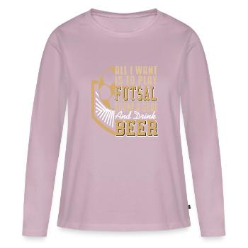 Ce que je veux jouer au futsal, marquer des buts et de la bière - T-shirt manches longues Premium bio Femme - rose poudré - Devant - Julia (174cm)