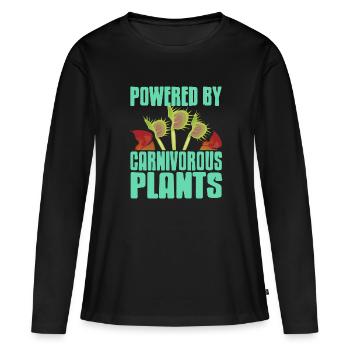 Propulsé par des plantes carnivores - T-shirt manches longues Premium bio Femme - noir - Devant - Julia (174cm)
