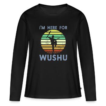 Je suis ici à cause du Wushu - T-shirt manches longues Premium bio Femme - noir - Devant - Julia (174cm)