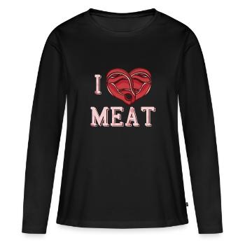 J’adore la viande - T-shirt manches longues Premium bio Femme - noir - Devant - Julia (174cm)