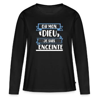 Oh mon dieu je suis enceinte t-shirt femme - T-shirt manches longues Premium bio Femme - noir - Devant - Julia (174cm)