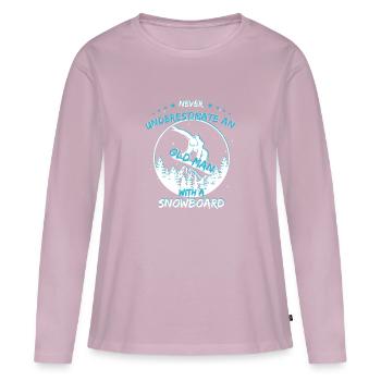 Snowboarder vieil homme - T-shirt manches longues Premium bio Femme - rose poudré - Devant - Julia (174cm)