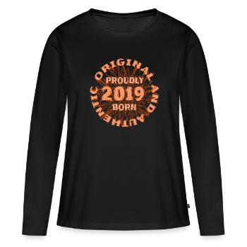 Original 2019 - Frauen Premium Bio Langarmshirt - Schwarz - Vorne - Julia (174cm)
