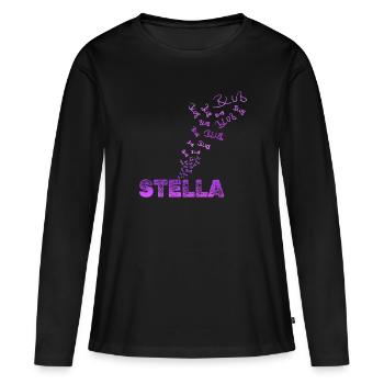 Amusant Stella - T-shirt manches longues Premium bio Femme - noir - Devant - Julia (174cm)