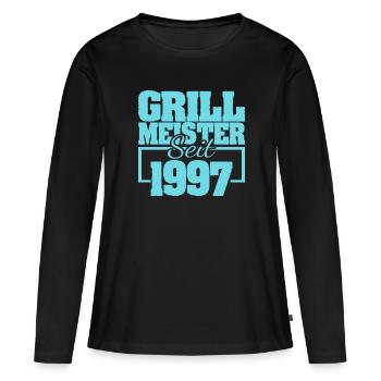 Grillbesteck 1997 - Frauen Premium Bio Langarmshirt - Schwarz - Vorne - Julia (174cm)