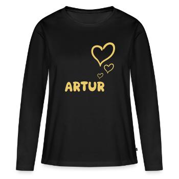 Cadeau pour Artur - T-shirt manches longues Premium bio Femme - noir - Devant - Julia (174cm)