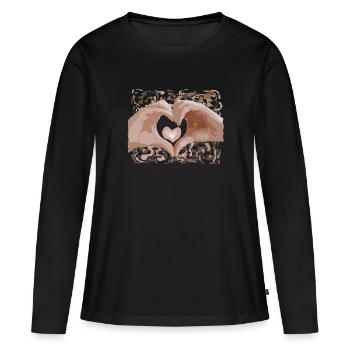Herz mit Händen Liebesbeweis Saint-Valetin - Frauen Premium Bio Langarmshirt - Schwarz - Vorne - Julia (174cm)