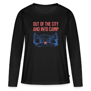Hors de la ville Camping Forest Camper Woods - T-shirt manches longues Premium bio Femme - noir - Devant - Julia (174cm)