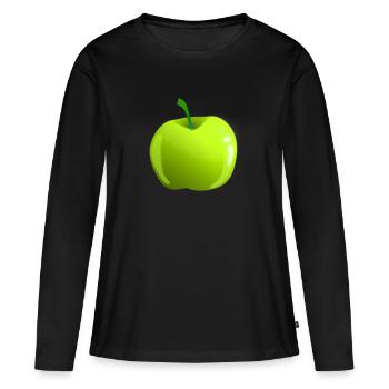 Apfel - Frauen Premium Bio Langarmshirt - Schwarz - Vorne - Julia (174cm)