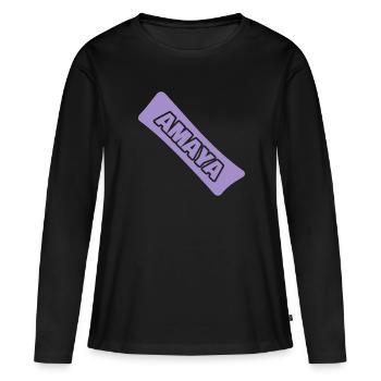 Nom : Amaya - T-shirt manches longues Premium bio Femme - noir - Devant - Julia (174cm)