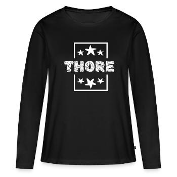 Prénom Thore - T-shirt manches longues Premium bio Femme - noir - Devant - Julia (174cm)