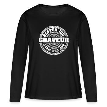 Graveur - T-shirt manches longues Premium bio Femme - noir - Devant - Julia (174cm)