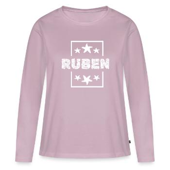 Ruben Ruben - Frauen Premium Bio Langarmshirt - Altrosa - Vorne - Julia (174cm)