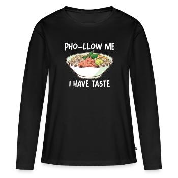 Drôle Pho Soupe de nouilles vietnamienne Pho - T-shirt manches longues Premium bio Femme - noir - Devant - Julia (174cm)